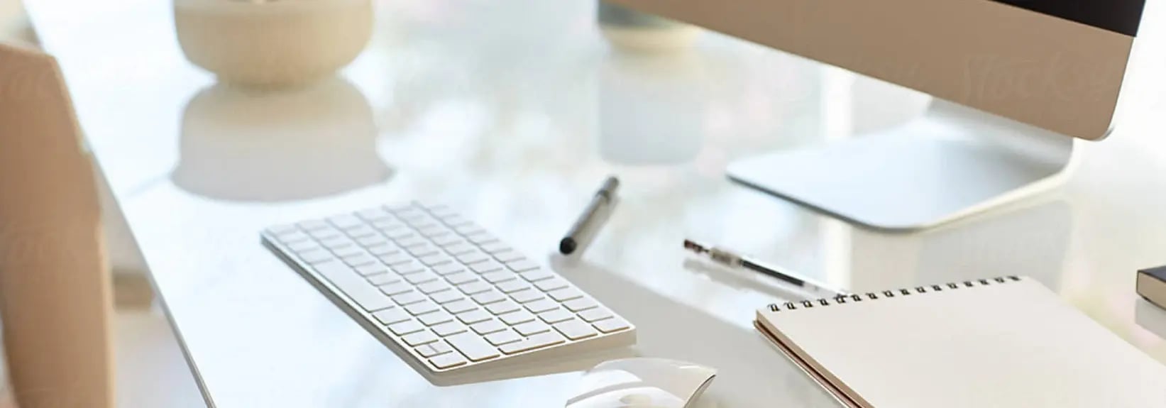 desk with computer on it