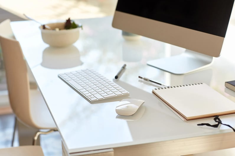 desk with computer on it